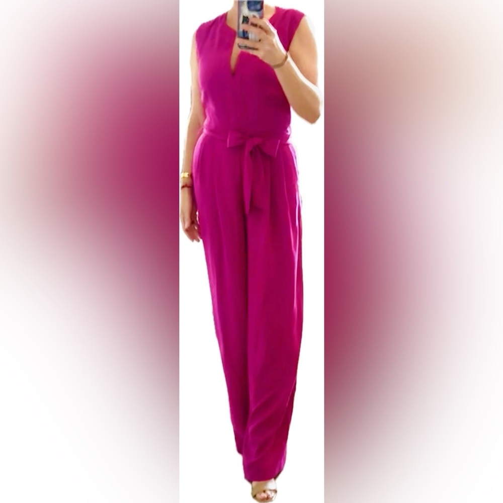 Ann Taylor Fuchsia Wide Leg Jumpsuit